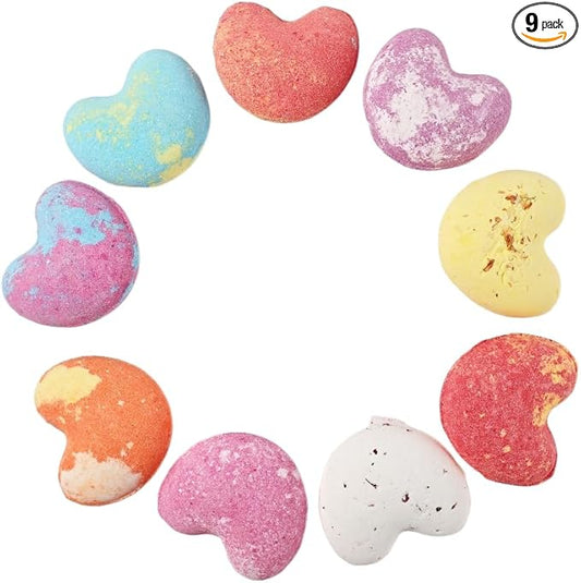 LADO PETRA Bath Bombs Gift Set for Christmas, 9 x 1.41 Oz/ 40g. Essential Oil Spa Bomb Fizzies, Relaxation, Moisturizing and Fun for Women, Wife, Mom, Girls, Teens, Daughter and Her