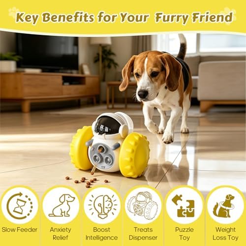 Cat Wobble Treat Dispenser Puzzle Toys Interactive Slow Feeder Snack Enrichment Fun Sliding Rolling Exercise & Distribution Toy for Indoor Cats, Small and Medium Dogs