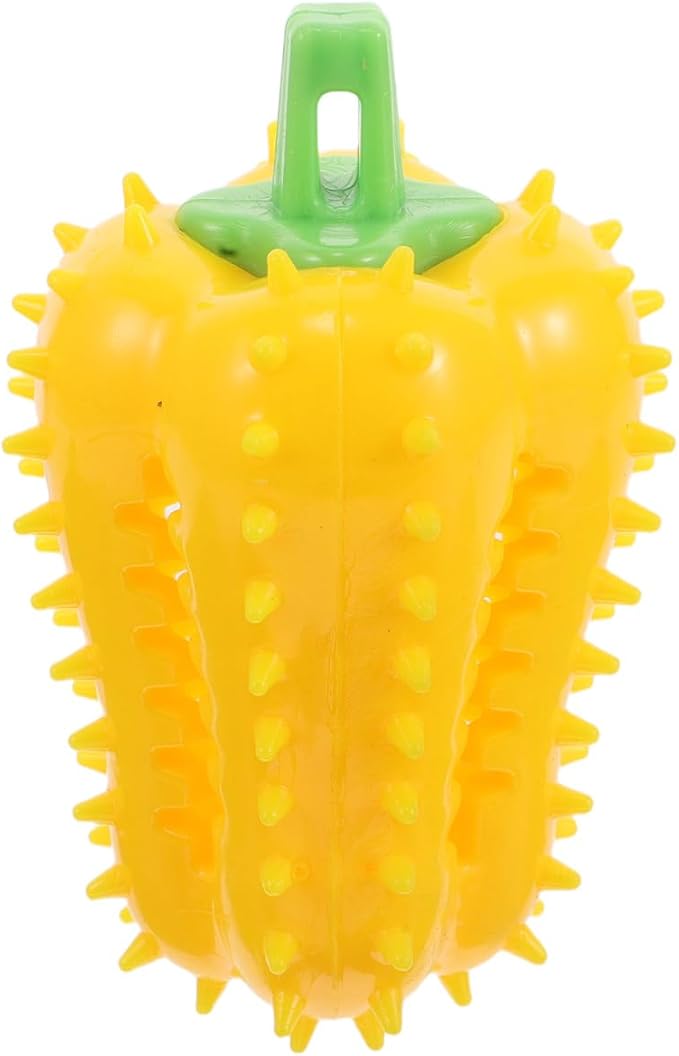 Totority Interactive Pet Food Leaking Ball Toy Chili Shape Dog Treat Dispenser Slow Feeding Chew Toy for Teeth Cleaning Puppy Enrichment Indoor Outdoor 4.33In