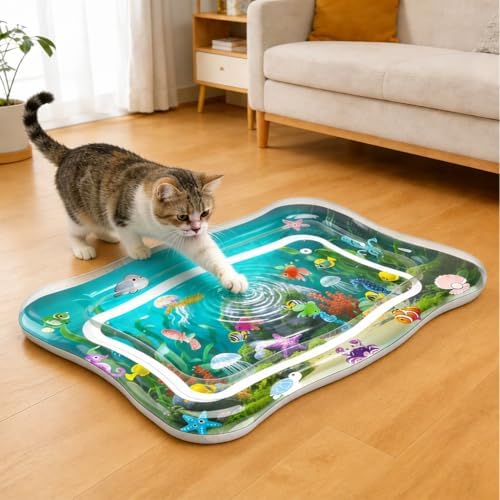 Interactive Cat Toys for Indoor Cats Water Mat with Floating Fish