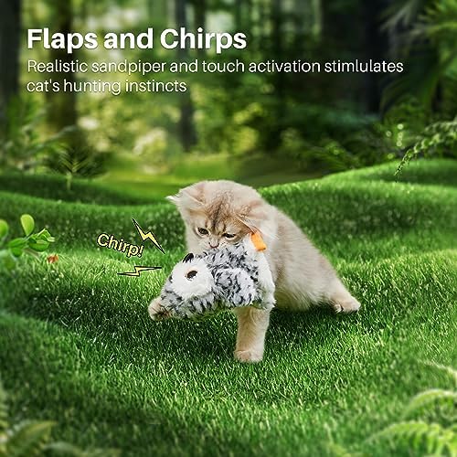 Potaroma Flapping Owl Cat Toys (No Flying), Lifelike Bird Chirp, Rechargeable Touch Activated Kitten Toy, Interactive Catnip Kicker Exercise Toys 4.0" for All Breeds | Rechargeable Touch Activated Kitten Toy, Interactive Catnip Kicker Exercise Toys 4.0...