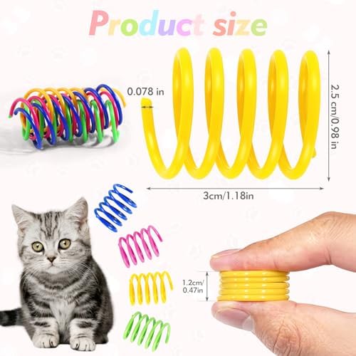 WRW Plastic Cat Spring Toys for Indoor Cats, 40 Pack, 4 Colors