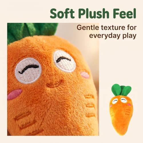 4Pcs Carrot Dog Toys with Multi-Squeakers - Soft Plush Chew Toys for Puppies and Cats, Interactive Bite-Resistant Pet Supplies, Cute Carrot-Shaped Cat/Dog Toy