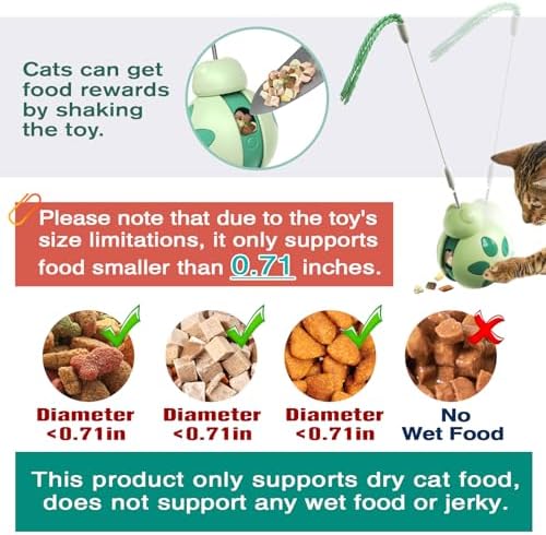 Cat Interactive Toys, Tumbler Treat Dispenser, Green