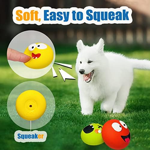 HOLYSTEED Latex Squeaky Dog Toy for Small Dogs, Mini Breeds, 2.2" Flat Ball