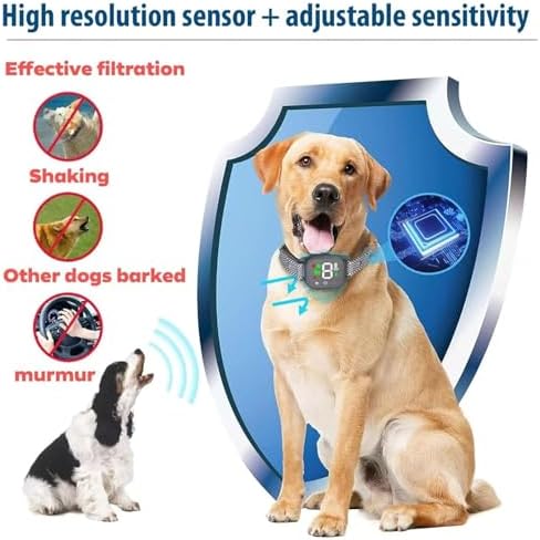 Noobark Dog Bark Collar for Small/Large Dogs 8-120lbs - Rechargeable Anti Bark Collar with 4 Modes, 8 Sensitivity Levels & IP67 Waterproof, Adjustable Nylon Strap