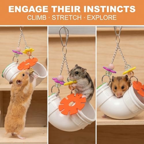 Rat Enrichment Toys, Interactive Foraging & Slow Feeder Toy with Hanging Design, Adjustable Mental Stimulation Puzzle for Rats, Hamsters, Parakeets, Preven ts Boredom