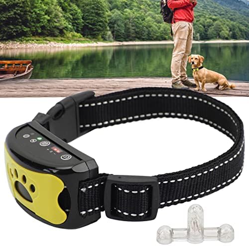 Anti Dog Bark Collar, Dog Barking Collar, USB Rechargeable Vibration Intelligent Recognition Training Collar 7 Sensitivity (Lemon Yellow)