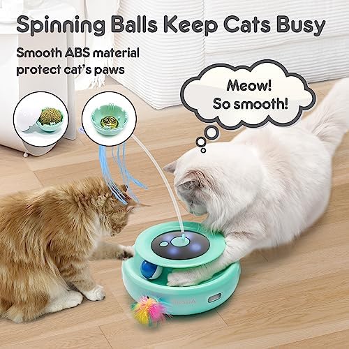 ORSDA Cat Toy, 3-in-1 Automatic Interactive Electronic Moving Ambush Feather, Fluttering Butterfly, Track Balls, USB Rechargeable Powered Smart Indoor Exercise Kicker
