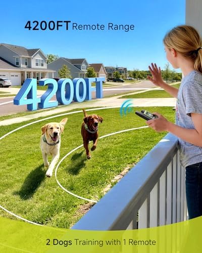 Dog Shock Collar - 4500FT Dog Training Collar with Remote | IPX8 Waterproof Electric Dog Collar with 4 Training Modes Security Lock, Rechargeable eCollar for 10-120lbs Dog(Green 2 Pack)