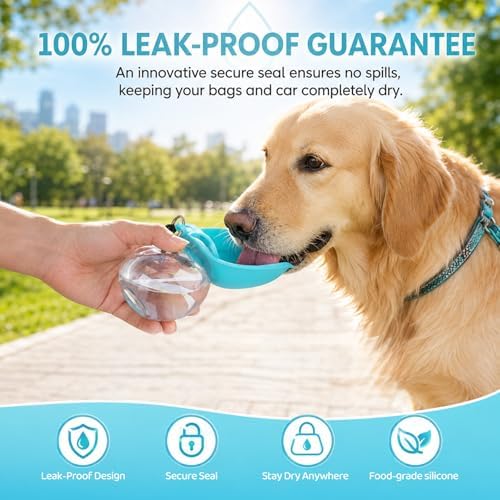 2 in 1 Portable Dog Water Bottle Tumbler, 10oz Stainless Steel (Blue)