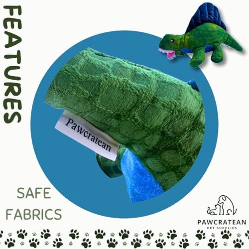 7" Squeaky Plush Toy for Puppies Small Dogs Self Etertainment Washable Soft Made [PET ONLY] (Green & Blue Dinosaur)