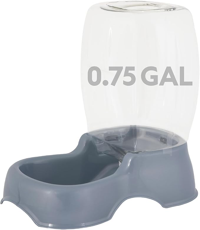 Petmate Pet Cafe Gravity Water Dispenser, 0.75 GAL, Pearl Gray | Bowl for Cats and Dogs, USA Made