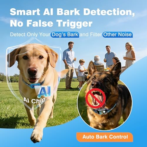Dog Shock Collar with Remote Control for 3 Dogs (7-120Lbs), Auto Bark Collars for Large Medium Small Dogs, 3300ft Waterproof E Collar with Beep(9 Tone), Vibration(1-16) and Humane Shock (1-99) Modes