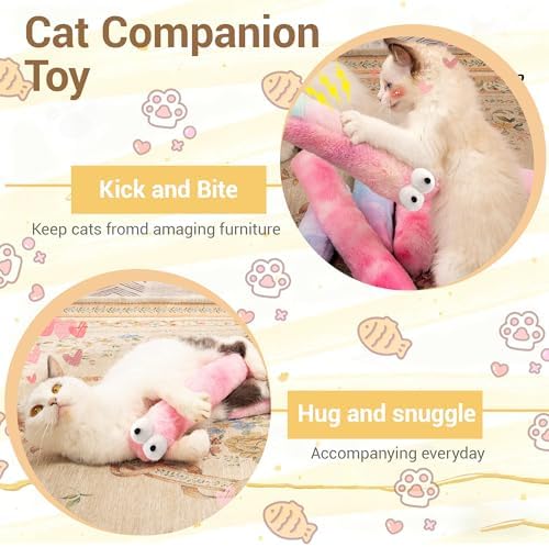 Cat Toys Pillows 3 Pack, Large 13” Cat Kicker Toys with Catnip Inside, Durable Interactive Cat Toys for Indoor Cats, Soft Kick Sticks for Exercise & Play