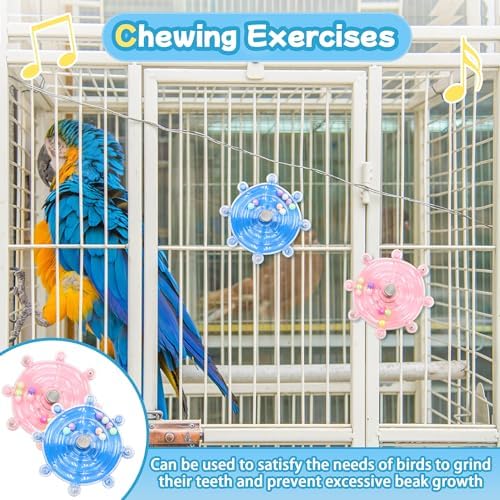 2 Colors Bird Toys for Parrots, Small Bird Cage Toys with Spinning Rattle