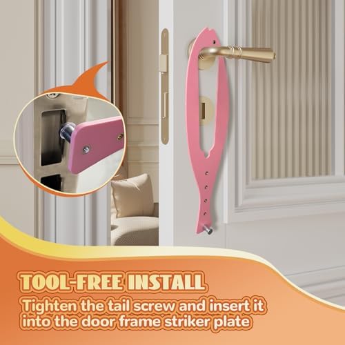 TGIOW Cat Door Latch, Cat Door Stopper Keep Open 2.5-6", 1 Pcs, Pink | Keep Dogs Out of Litter Box and Food, Door Prop for Cats with 5 Adjustable Sizes, Door Plate Included, Pet Gate Alternative