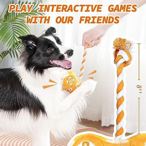 MTERSN Plush Dog Toy with Crinkle Paper for Puppy Birthday Gift, Yellow
