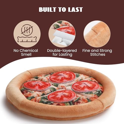 Nocciola Hide Treat Seek Pizza Dog Toy- Interactive Enrichment Burrow Snuffle Plush Stuffed Puppy Toys, Fun Crinkle Squeaky Durable Entertained Pet Supplies for Small Medium Large Breed