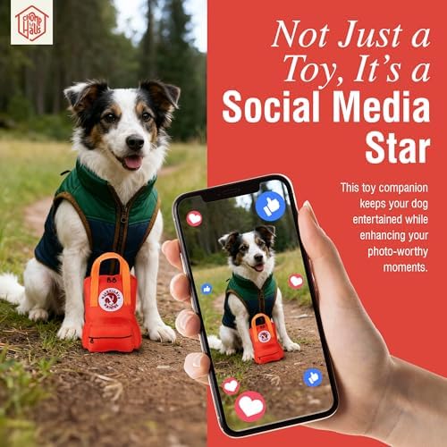 Bjarkliave Kanine – Luxurious Parody Plush Dog Toy with Squeaker, Durable Fabric, Embroidered Details, Designer-Inspired Chew Toy, Fun Gift for Medium Dogs & Trendy Dog Lovers