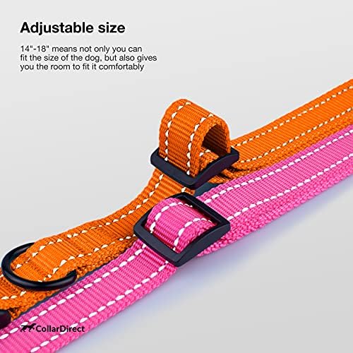 Reflective Dog Collar, Quick-Release Buckle (Orange, 14-18 Inch)