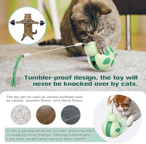 Cat Interactive Toys, Tumbler Treat Dispenser, Green