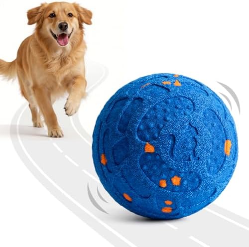 Roinoim Automatic Interactive Dog Ball Toy, Motion Activated Durable Rope Dog Chew Toy, USB Rechargeable Pet Exercise Ball for High Energy Dogs, Indoor Outdoor Playing, Blue