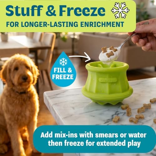 Flex-Force Interactive Treat Dispensing Puzzle Dog Toy for Enrichment, Holds Wet & Dry Food, Wobble Base, Lickable, Freezable & Dishwasher-Safe, Watermelon-Banana Scent, All Breeds, 4.3"