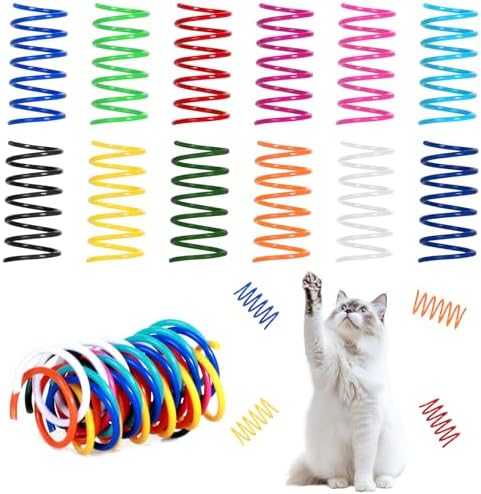 60 PCS 12 Colors Cat Spring Toys, Cat Spiral Springs for Indoor Cats