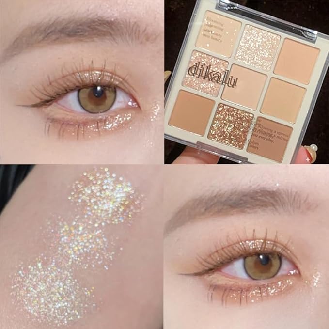 Kayswang 9 Colors Glitter Eyeshadow Makeup Palette, Eye Shadow Powder，Matte High Pigmented Colorful,Creamy Texture, Long LastingEyeshadow Powder Cosmetics,Natural Waterproof (03#)