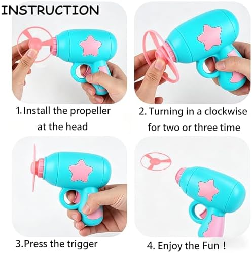 17 Pcs Cat Fetch Toy with Colorful Flying Propellers Set, Additional Flying Discs for Outdoor & Indoor Pet Chasing Training Hunting, Interactive Cat Propeller Toy (Star Pink + Blue)