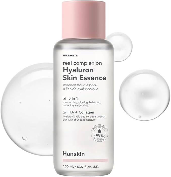Hanskin Hyaluron Skin Essence Toner – Korean Hydrating Toner for Glass Skin | Hyaluronic Acid & Collagen | Lightweight Moisturizing Astringent for Dry, Sensitive & Dull Skin | K-Beauty (5.07 fl oz)