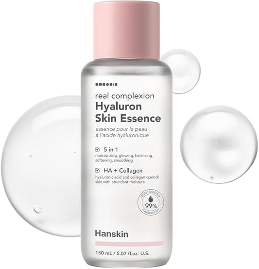 Hanskin Hyaluron Skin Essence Toner – Korean Hydrating Toner for Glass Skin | Hyaluronic Acid & Collagen | Lightweight Moisturizing Astringent for Dry, Sensitive & Dull Skin | K-Beauty (5.07 fl oz)