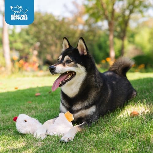 Best Pet Supplies Interactive Squeaky Dog Toy - Baby Chicken, Cream | Stuffing Free Body, Soft, Squeaks & Crinkles, No Mess, Perfect for Moderate Chewers, Toss and Fetch Play