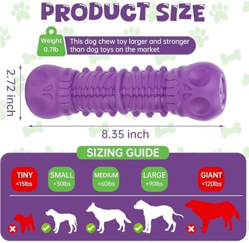 Dog Toys for Aggressive Chewers, Indestructible Dog Chewers for Medium & Large Breeds, Tough Squeaky Rubber Chew Toys to Keep Them Busy, Reduce Boredom, Teeth Cleaning, Milk Flavor
