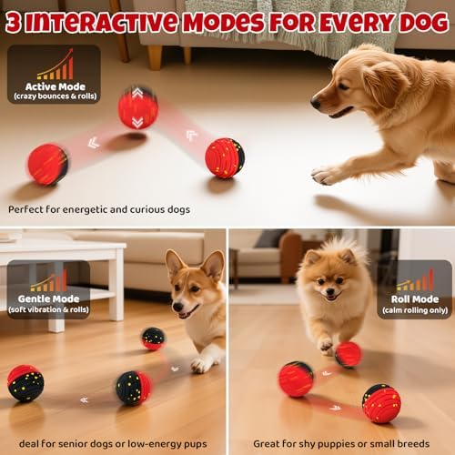 Interactive Dog Toy Ball with Remote Control - Bounce Ball for Dogs, Automatic Rolling, E-TPU Bite-Resistant, Stimulating Moving Dog Toys for Small Dogs, Medium and Large Dogs, Indoor & Outdoor