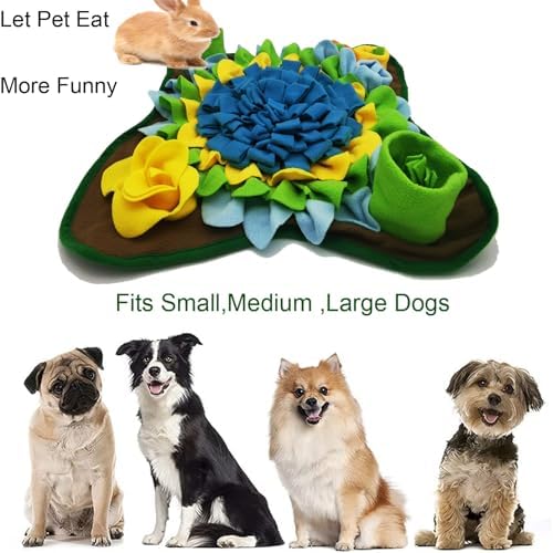 Dogs Snuffle Mat Pet Feeding Mats Puppy Sniffing Pad ,Cat Doggies Interactive Puzzle Toys for Multiple Breeds Encourages Natural Foraging Skills,Training and Stress Release (Blue-01)