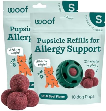 WOOF Pupsicle Refill Pops for Allergy Support for Dogs - Allergy Dog Treats for the Pupsicle Toy to Support Your Dog’s Natural Immune Defenses - Small Pops - 10 Count - 2 Pack
