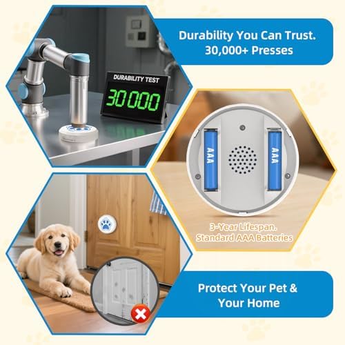 Dog Bells To Go Outside Puppy Dog Bell for Door Potty Training with 28 Ringtones Doorbell Integrated Chew-Proof Design Potty Train Bells Your Doggy to Ring The Bell Adjustable Volume (0-115dB)