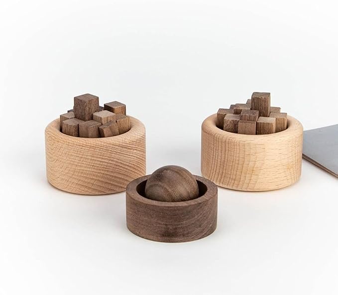 Aromatherapy Diffuser Spheres, Woodpile Essential Oil Diffusers, Wooden Diffuser for Car Home Office Bedroom Decoration(Beech Base-Style A)