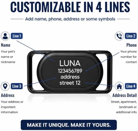 Personalized Dog Collar Holder(2 Pack) for Galaxy Smarttag2,Customized with Name and Phone Number for Pet Cat,Waterproof Silicone Protective Cover Case Accessory for Samsung Galaxy Smart tag2 (Black)