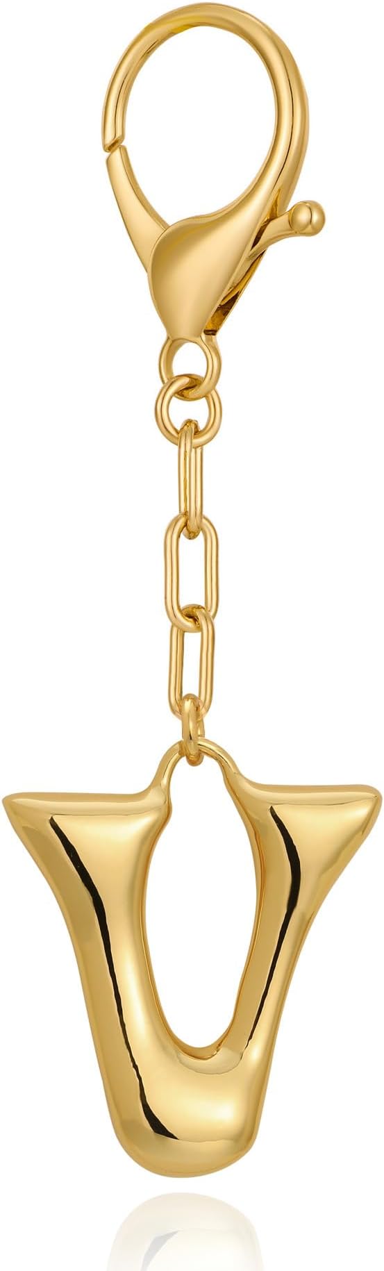 WOWORAMA Initial Letter Keychain for Women Chunky Gold Bubble Letter Bag Charm Purse Charm Personalized Keyrings Accessories