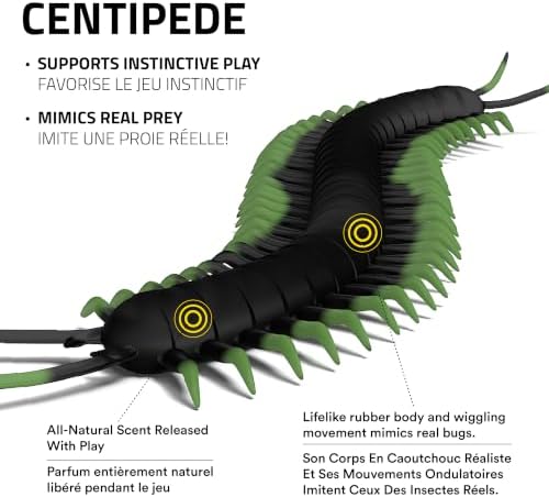 Playology Cat Toys - Catnip Infused Centipede Cat Toy for Chase and Pounce