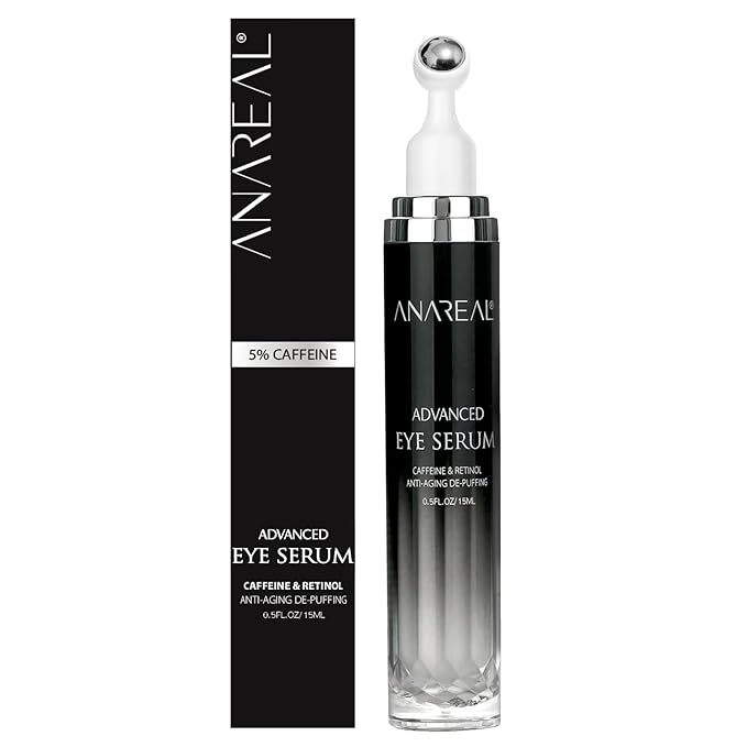 ANAREAL Eye Bags Treatment for Men: Eye Cream for Dark Circles, Caffeine Eye Cream, Eye Roller for Puffy Eyes, Puffy Eyes Treatment | Puffy Eyes Treatment