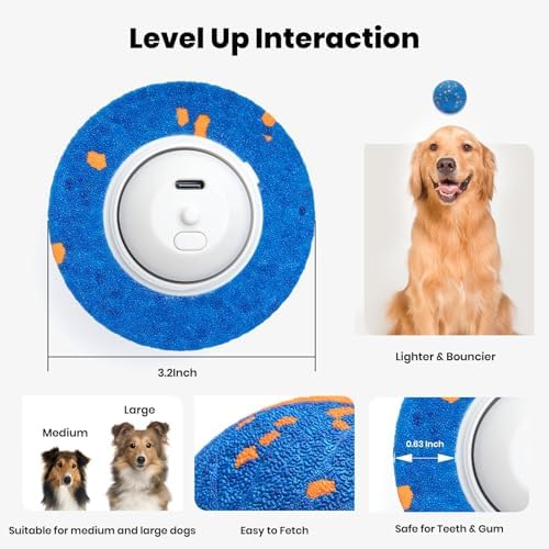 Smart Interactive Dog Toy, Automatic Moving, Bouncing, and Rotating, E-TPU Material, IPX7 Waterproof Rating, Active Rolling Ball for Medium and Large Dogs