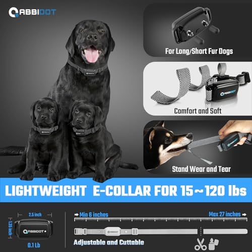ABBIDOT Shock Collar for Dogs, 3300 FT Dog Training Collar with Remote, IPX7 Waterproof with 4 Training Modes, Rechargeable E-Collar for Small Medium Large Dogs (15-120 lbs)