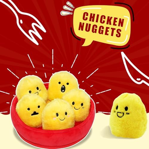 YZHDUXIU 6 Pack Chicken Nugget Squeaky Dog Toys Interactive Puppy Chew Toys