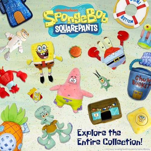 SpongeBob SquarePants, Plush Dog Toys, Chum Bucket Set, 3-Pack