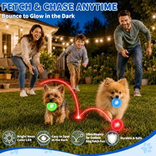24 Pcs 2.5 In Light Up Squeaky Dog Balls 8 Colors LED Spiky Dog Toy Ball Glow in The Dark Interactive Fetch Ball TPR Bouncy Floating Toy for Aggressive Chewers Puppy Small Medium Dogs Indoor Outdoor