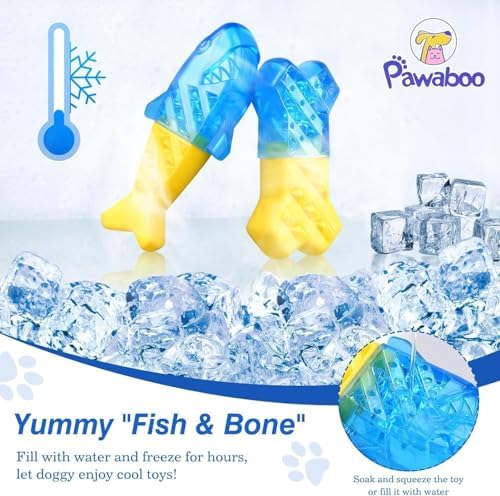 Pawaboo Dog Cooling Chew Toys, 2 Pack Freeze Pet Teething Toys for Cooling